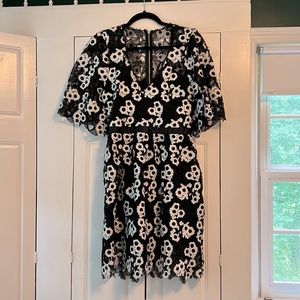 Crochet black and white floral dress